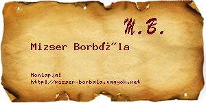 Mizser Borbála névjegykártya